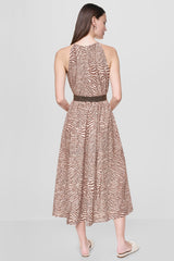 FIT & FLARE PRINTED MIDI DRESS - Alabaster/Truffle Multi - 3