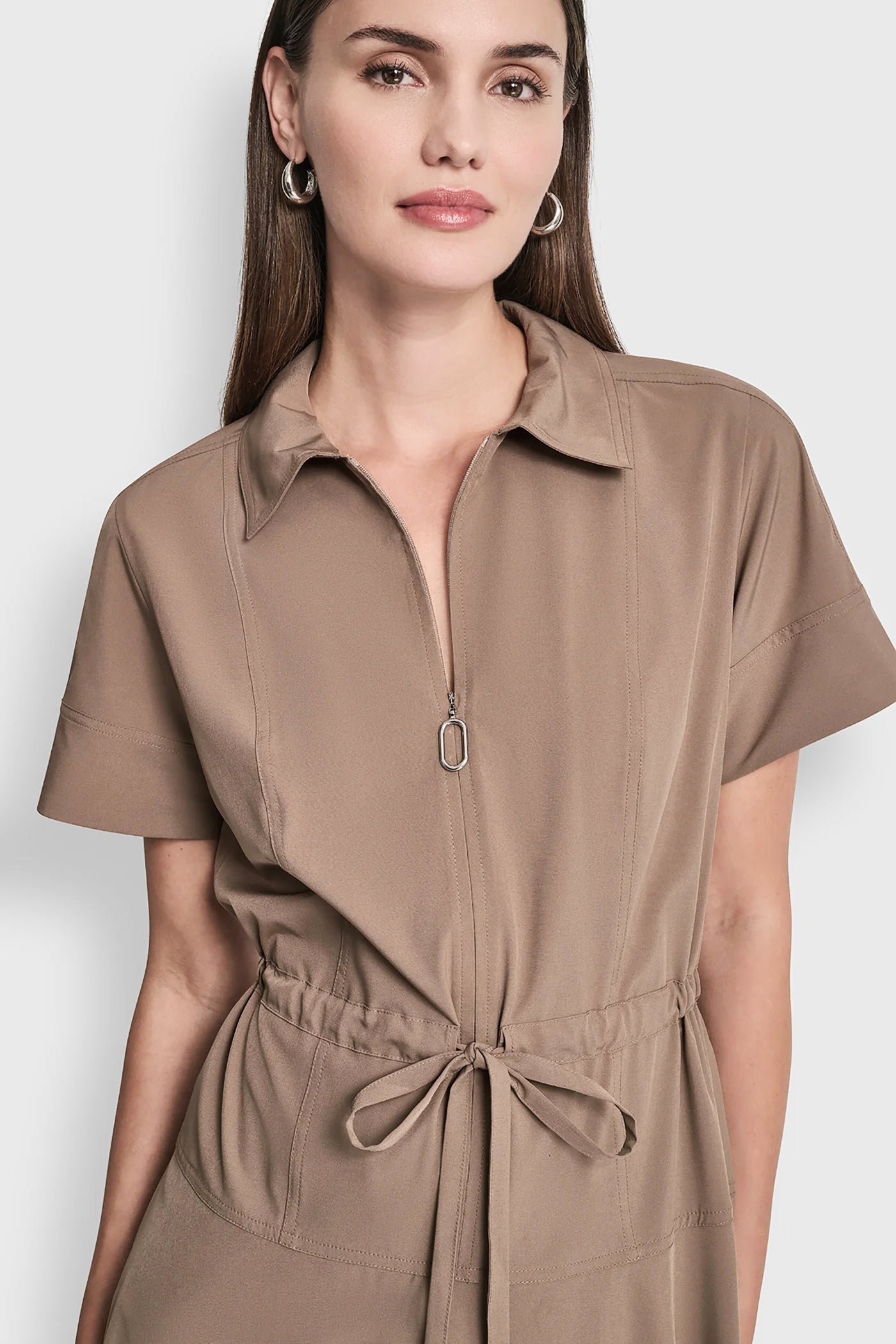 FIT & FLARE MIDI SHIRT DRESS - Cappuccino - 6