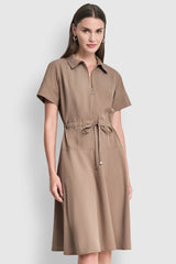 FIT & FLARE MIDI SHIRT DRESS - Cappuccino - 2