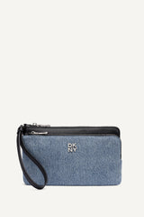 SARAH DUAL ZIP POUCH WRISTLET - Denim/Black - 1
