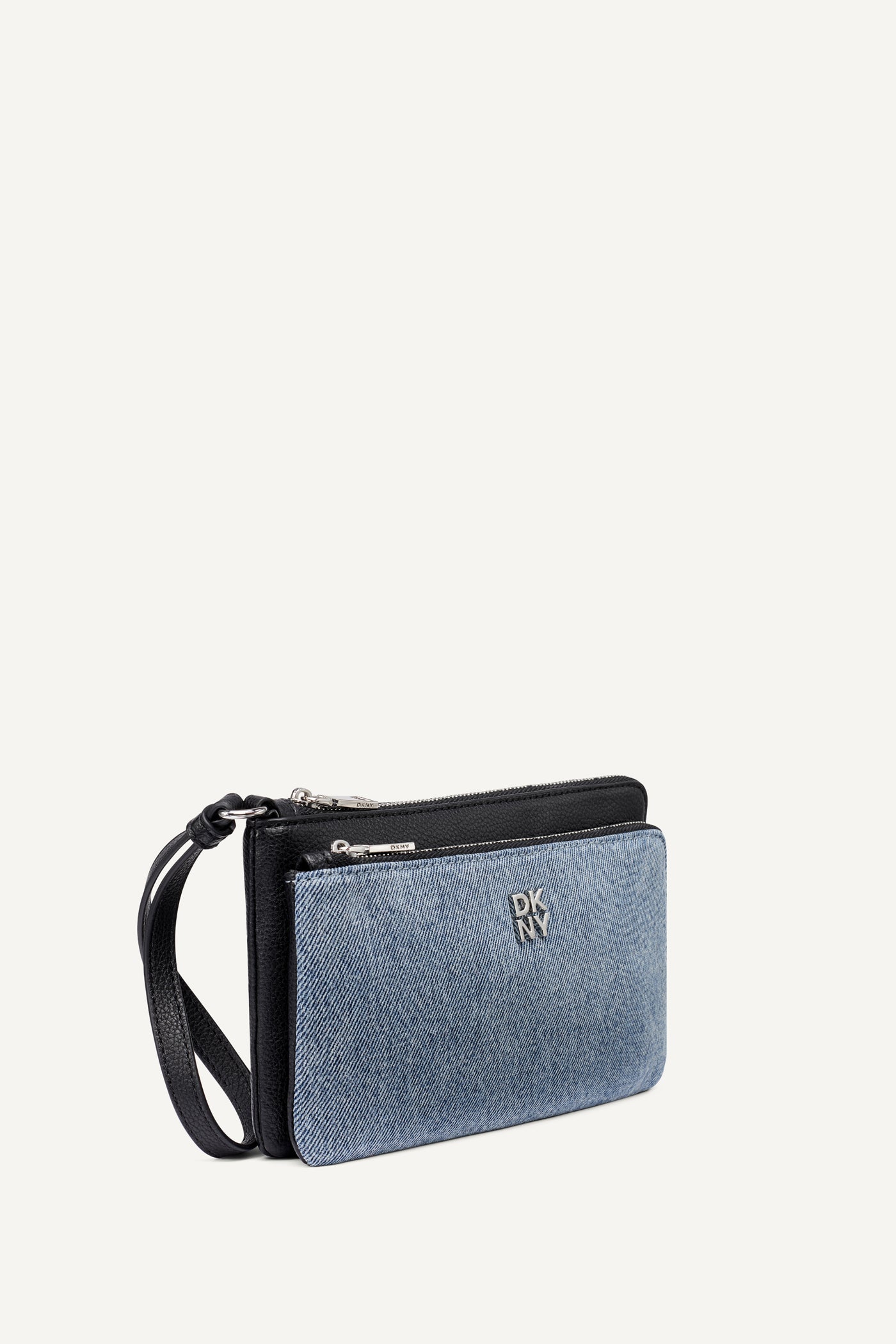 SARAH DUAL ZIP POUCH WRISTLET - Denim/Black - 2