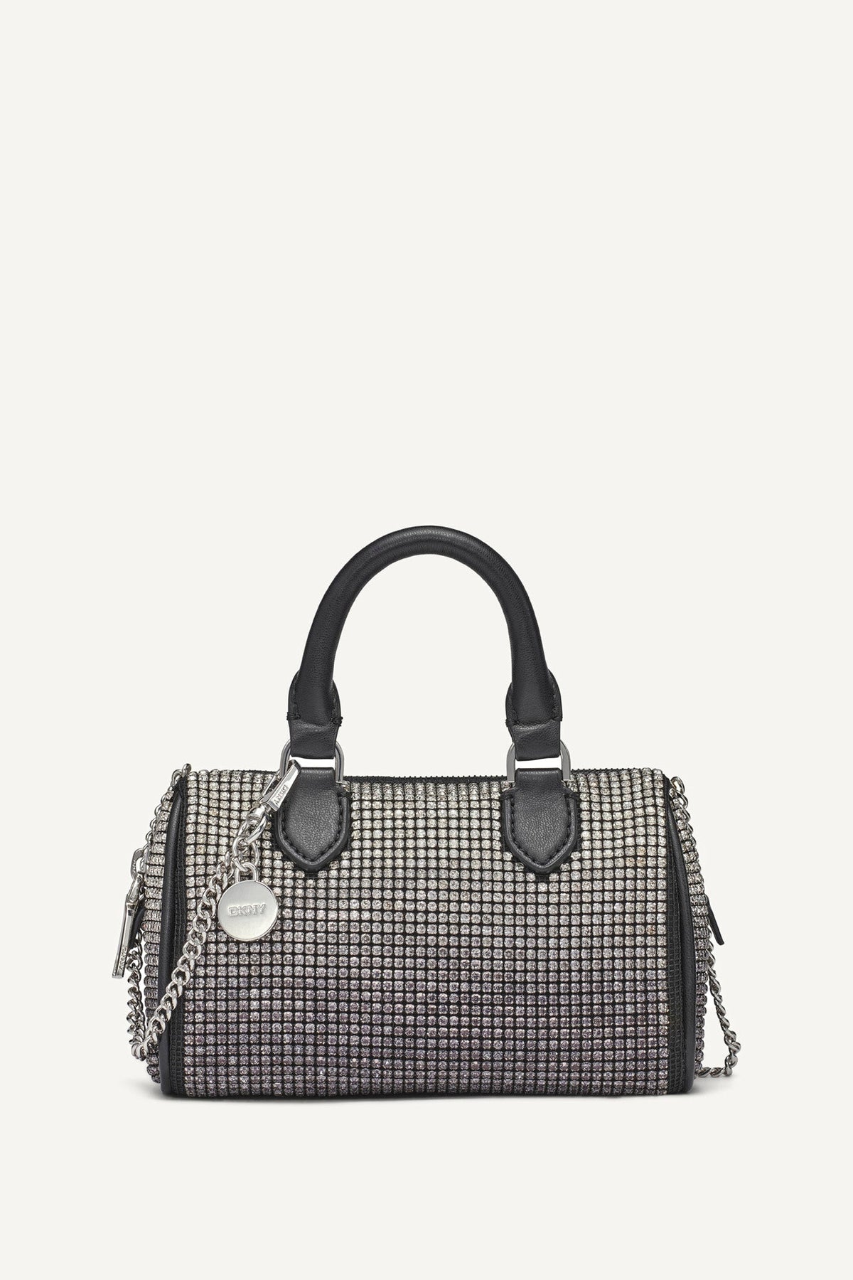 NELL SMALL SATCHEL CROSSBODY - BLACK/SILVER - 1