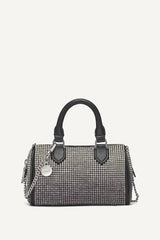 NELL SMALL SATCHEL CROSSBODY - BLACK/SILVER - 1
