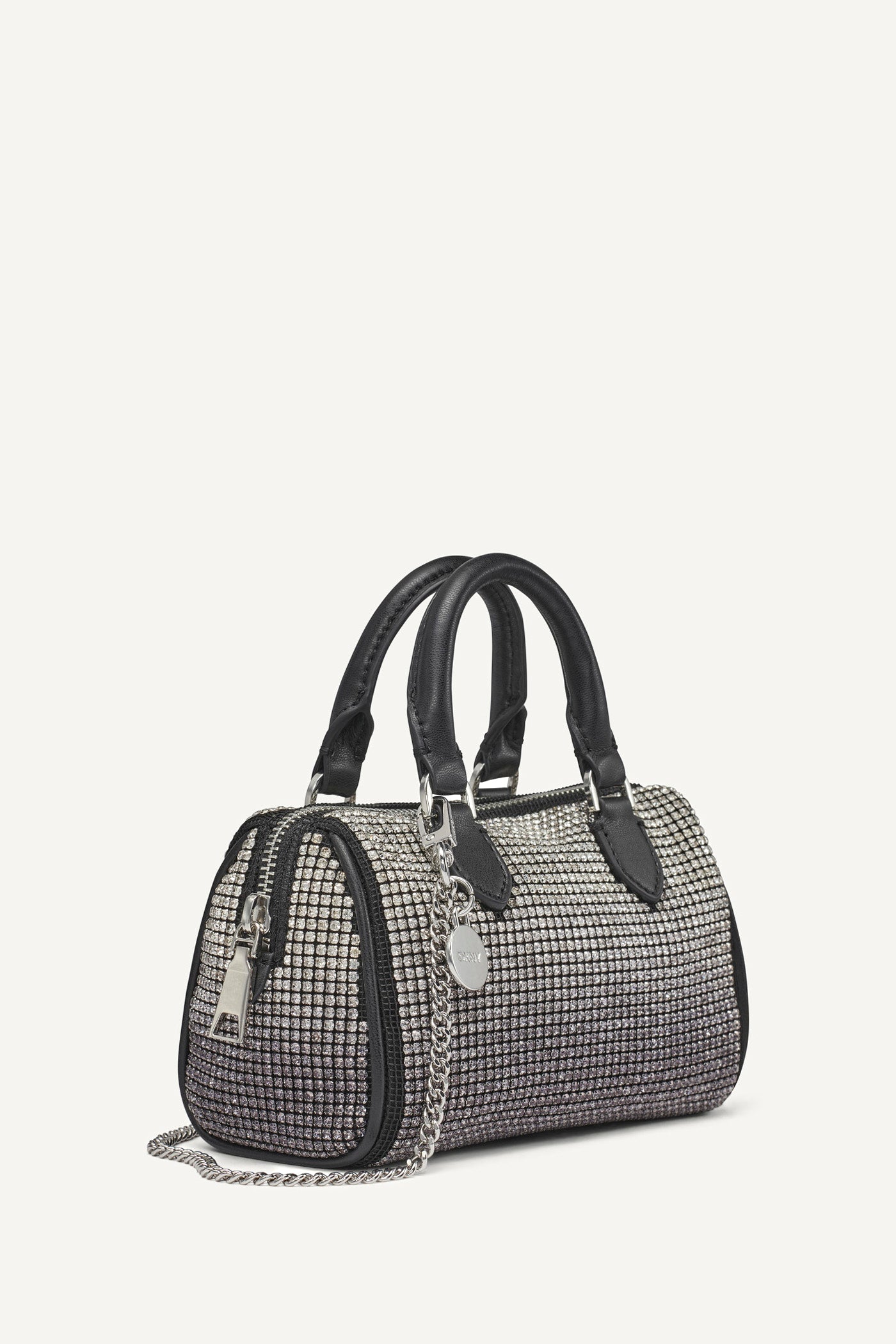 NELL SMALL SATCHEL CROSSBODY - BLACK/SILVER - 2
