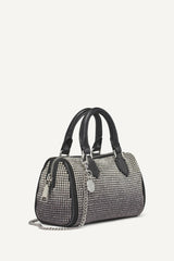 NELL SMALL SATCHEL CROSSBODY - BLACK/SILVER - 2