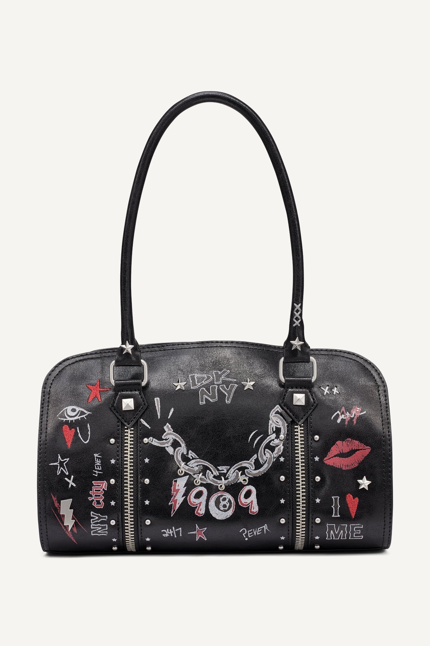 CEDAR MEDIUM SATCHEL - Black/Silver - 1