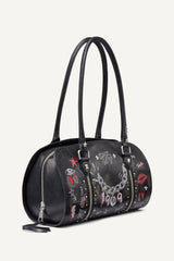 CEDAR MEDIUM SATCHEL - Black/Silver - 2