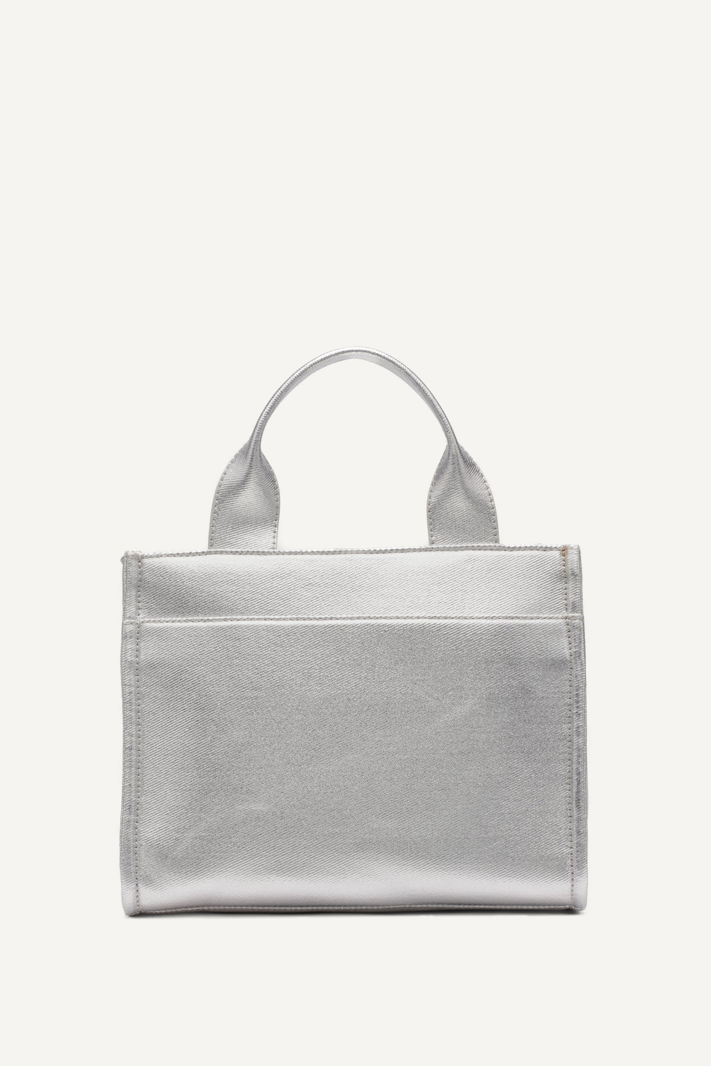 HADLEE SMALL METALLIC LOGO TOTE - SILVER - 4