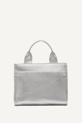 HADLEE SMALL METALLIC LOGO TOTE - SILVER - 4
