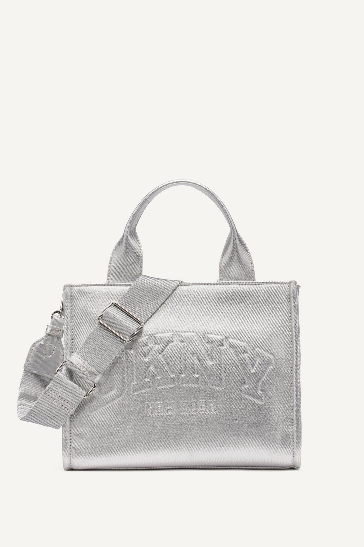 HADLEE SMALL METALLIC LOGO TOTE - SILVER - 1