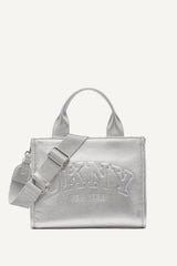 HADLEE SMALL METALLIC LOGO TOTE - SILVER - 1