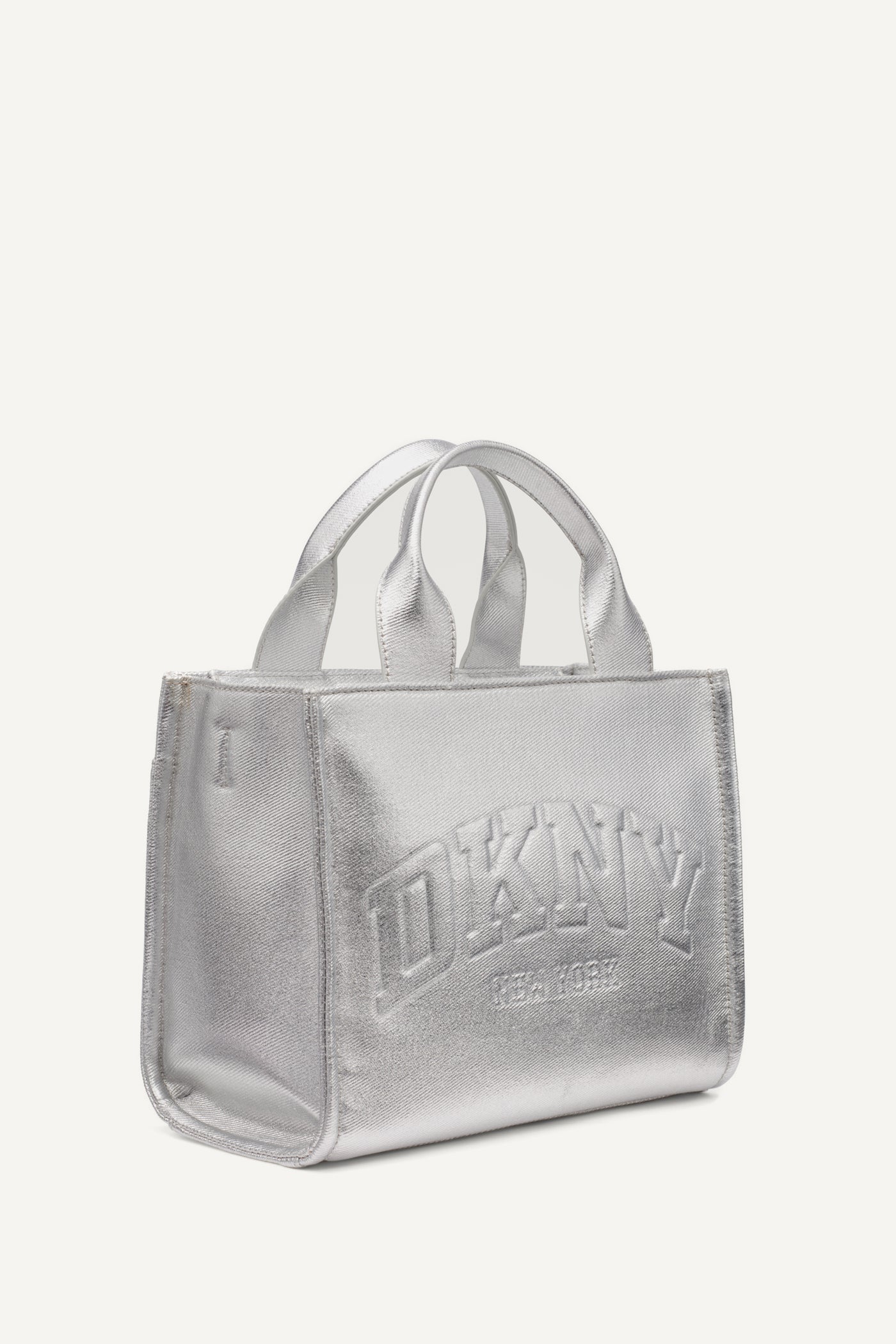 HADLEE SMALL METALLIC LOGO TOTE - SILVER - 3