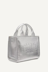 HADLEE SMALL METALLIC LOGO TOTE - SILVER - 3
