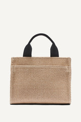 HADLEE SMALL STRAW LOGO TOTE - Natural/Black - 4