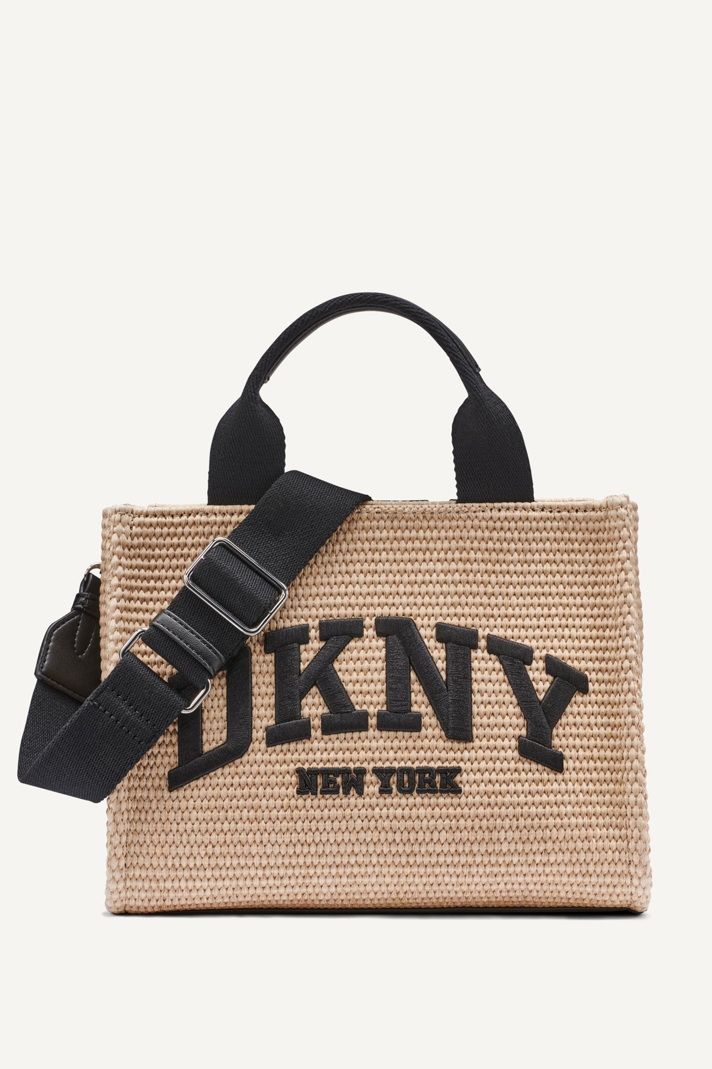 HADLEE SMALL STRAW LOGO TOTE - Natural/Black - 1