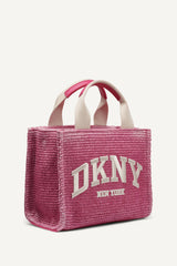 HADLEE SMALL STRAW LOGO TOTE - Hot Pink - 2