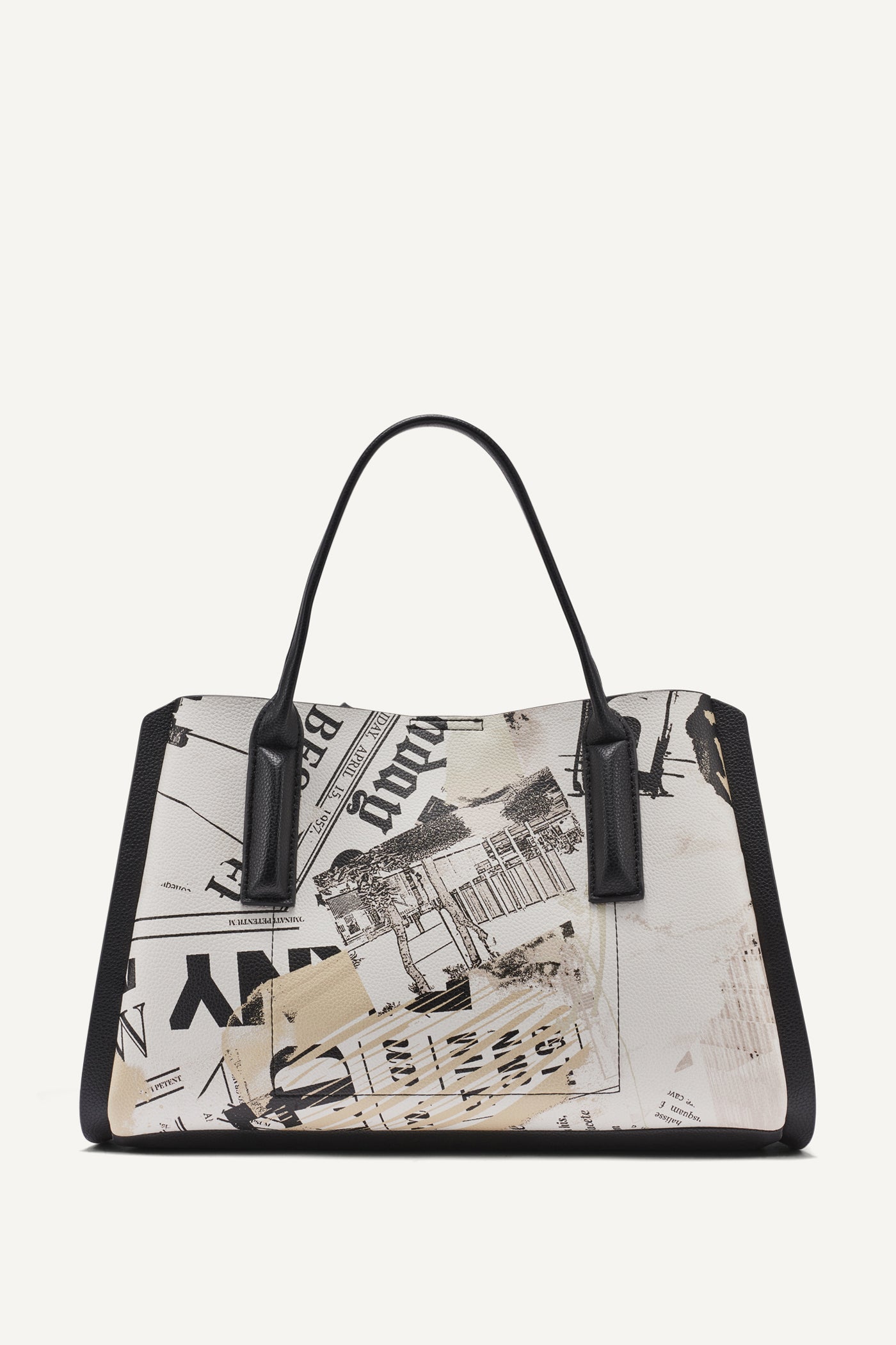 JOSIE NEWSPAPER SATCHEL - White/Black - 3