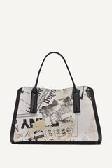 JOSIE NEWSPAPER SATCHEL - White/Black - 3