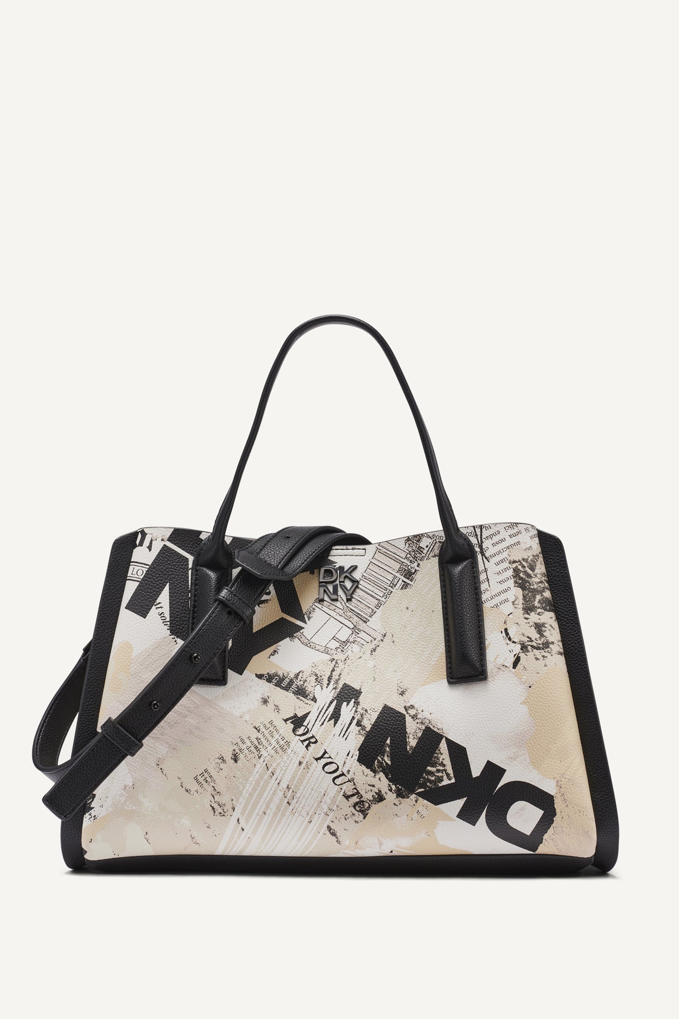 JOSIE NEWSPAPER SATCHEL - White/Black - 1