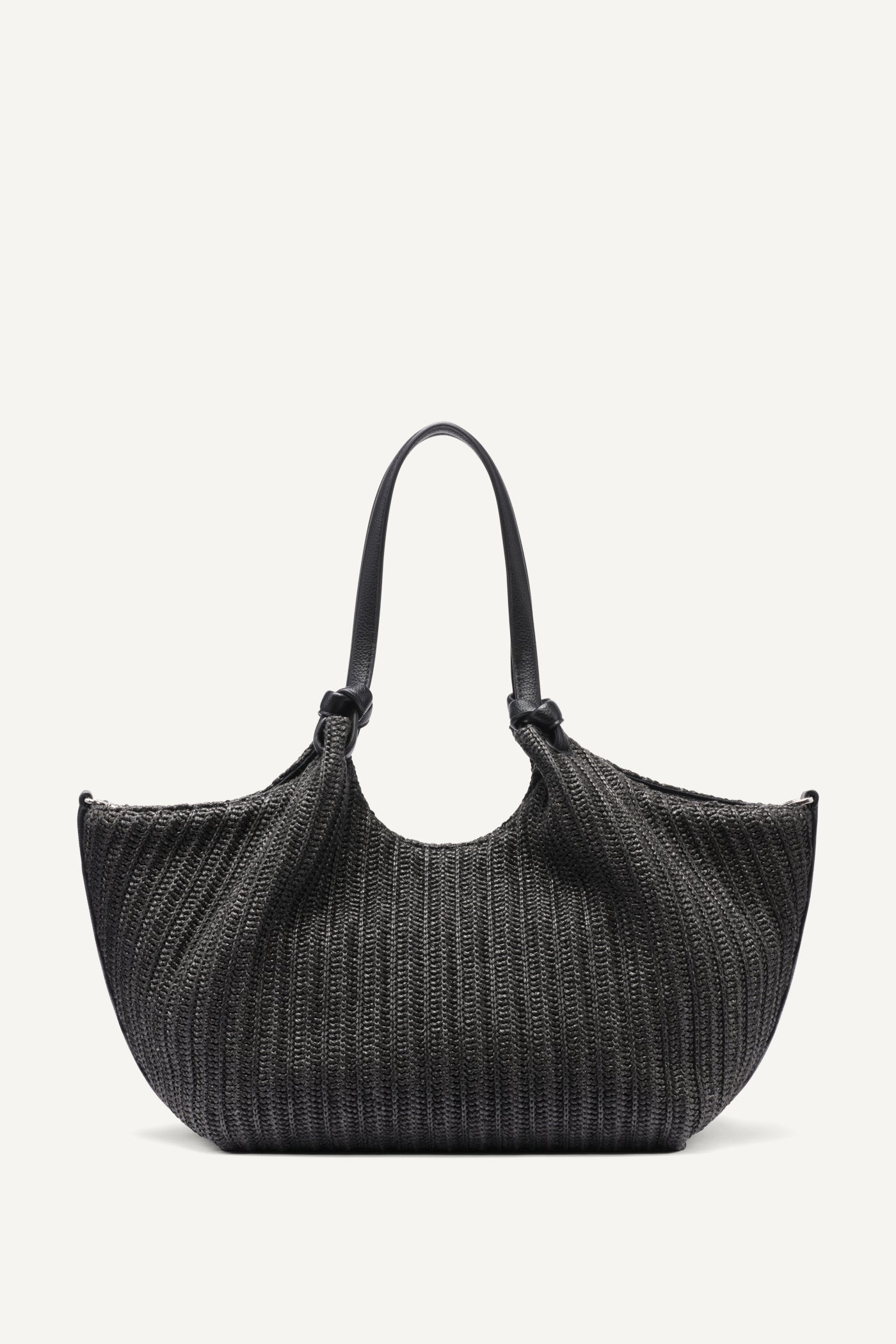 PAULA CROCHET RAFFIA MEDIUM COMMUTER TOTE - Black/Silver - 4