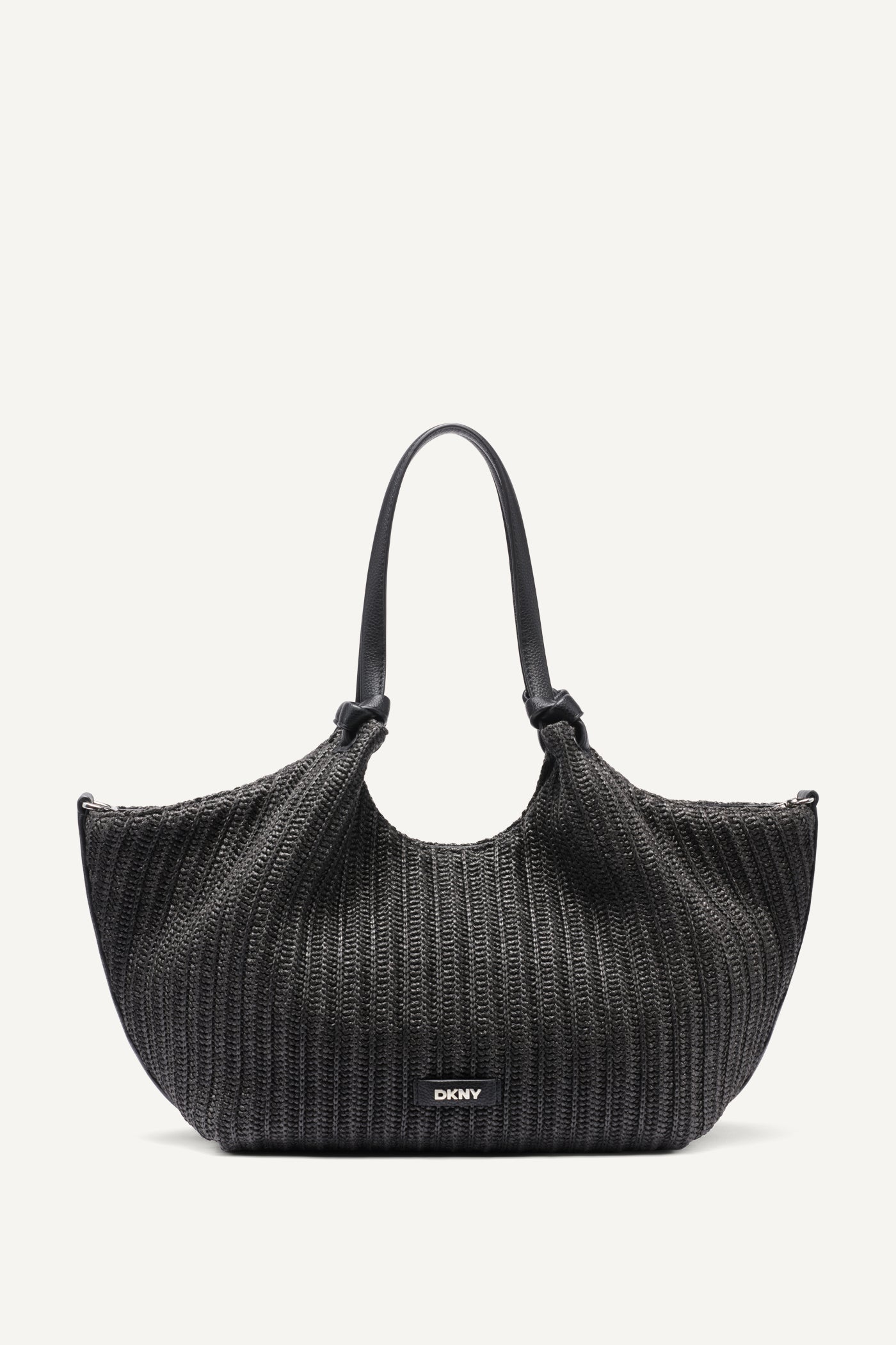 PAULA CROCHET RAFFIA MEDIUM COMMUTER TOTE - Black/Silver - 1