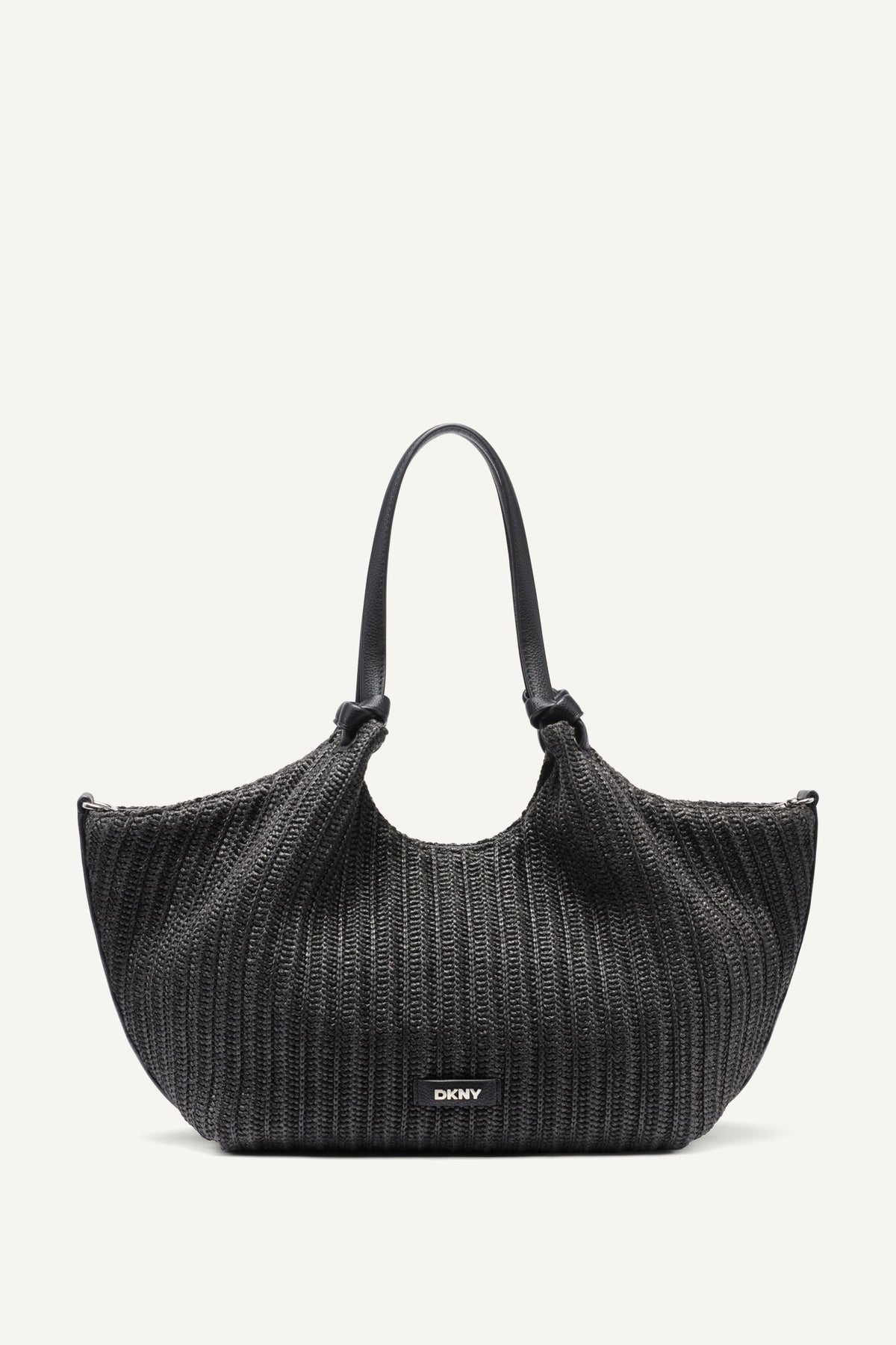 PAULA CROCHET RAFFIA MEDIUM COMMUTER TOTE - Black/Silver - 1