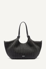 PAULA CROCHET RAFFIA MEDIUM COMMUTER TOTE - Black/Silver - 1
