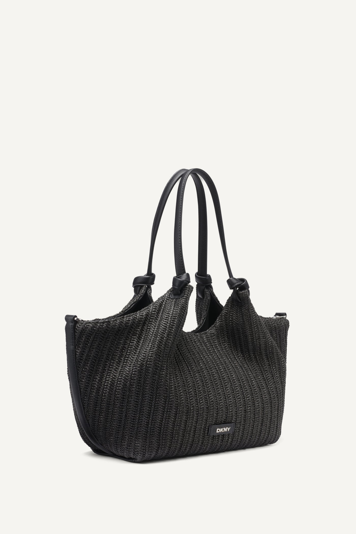 PAULA CROCHET RAFFIA MEDIUM COMMUTER TOTE - Black/Silver - 3