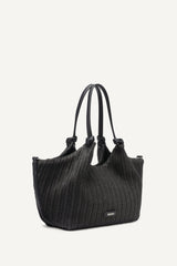 PAULA CROCHET RAFFIA MEDIUM COMMUTER TOTE - Black/Silver - 3