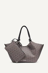 PAULA NEW YORK LOGO MEDIUM TOTE - Black/Saddle - 1