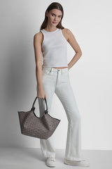 PAULA NEW YORK LOGO MEDIUM TOTE - Black/Saddle - 2
