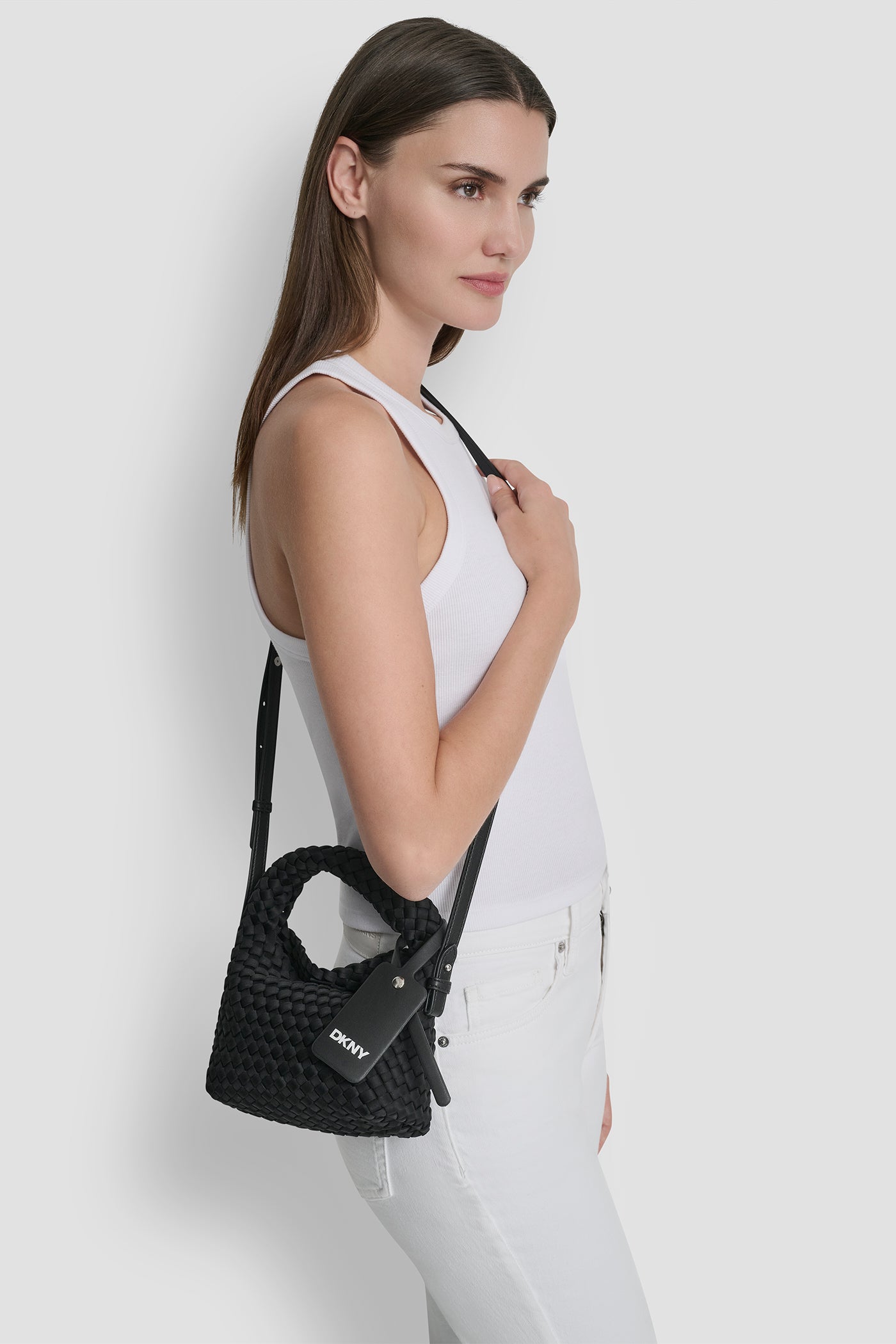 GISELLE WOVEN NEOPRENE CROSSBODY BAG - Black/Silver - 2