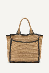 HADLEE MEDIUM WOVEN TOTE - Natural/Black - 4