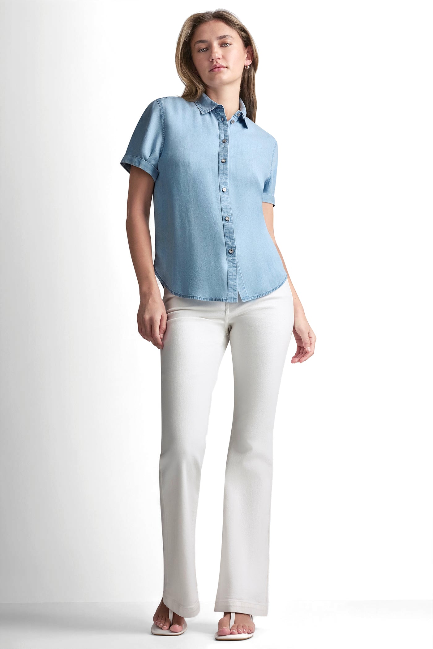 GARMENT DYE BUTTON-FRONT SHIRT - Chambray - 2