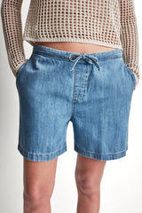 MID-RISE RELAXED DENIM SHORT WITH DRAWCORD - Paladino - 1