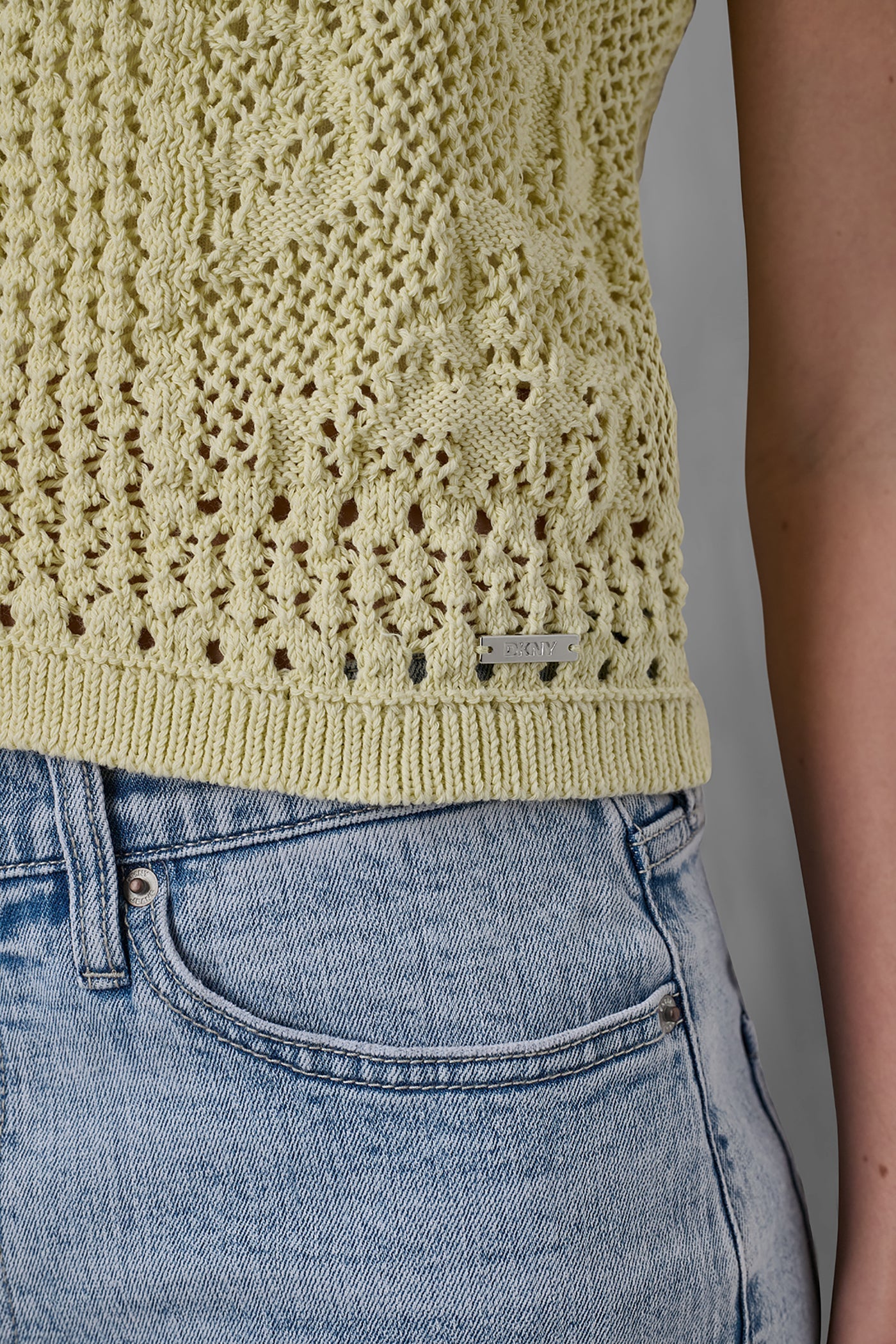 LACE STITCH BUTTON FRONT CARDIGAN - Pastel Yellow - 6