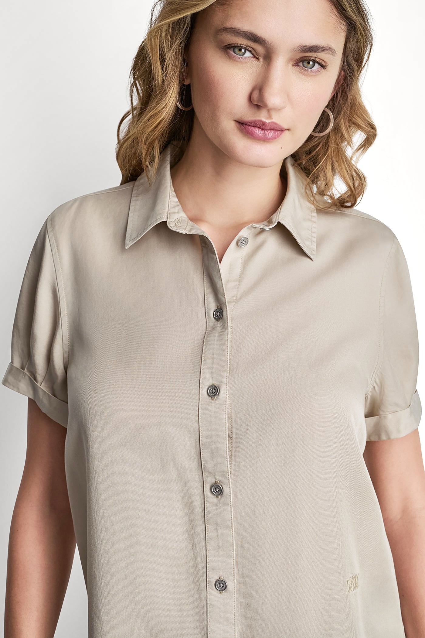 GARMENT DYE BUTTON-FRONT SHIRT - Pebble - 5