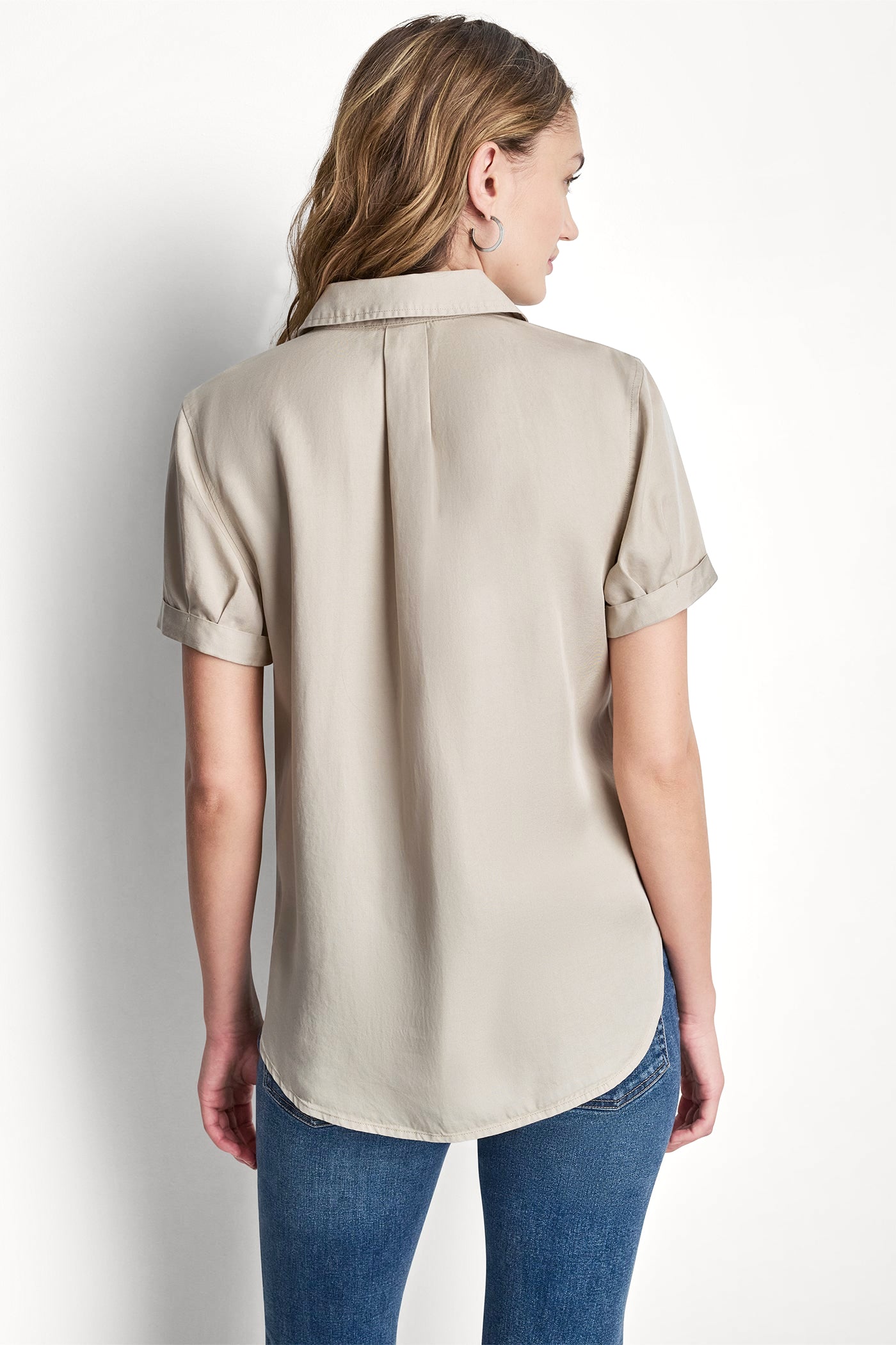 GARMENT DYE BUTTON-FRONT SHIRT - Pebble - 3