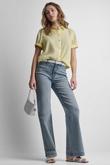 GARMENT DYE BUTTON-FRONT SHIRT - Pastel Yellow - 2