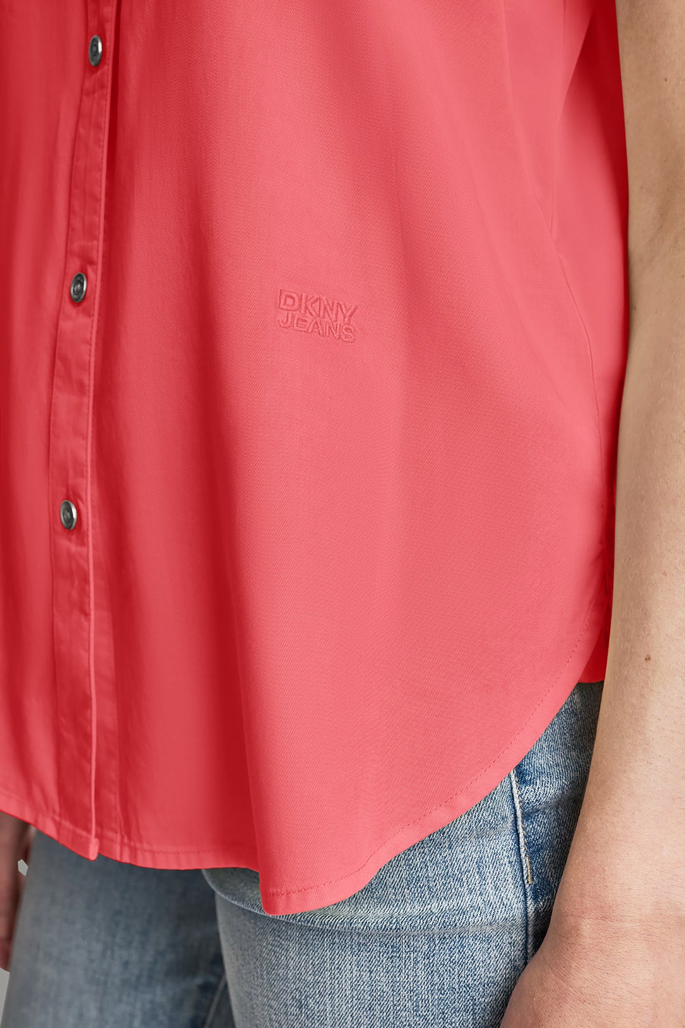 GARMENT DYE BUTTON-FRONT SHIRT - Punch - 7