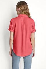 GARMENT DYE BUTTON-FRONT SHIRT - Punch - 3
