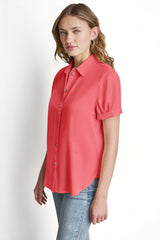 GARMENT DYE BUTTON-FRONT SHIRT - Punch - 4