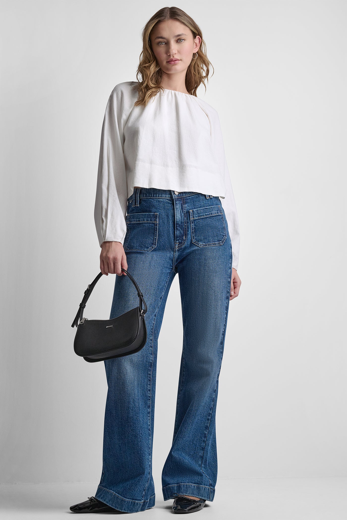 LINEN-BLEND RAGLAN SLEEVE BLOUSE - Ivory - 2