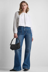 LINEN-BLEND RAGLAN SLEEVE BLOUSE - Ivory - 2
