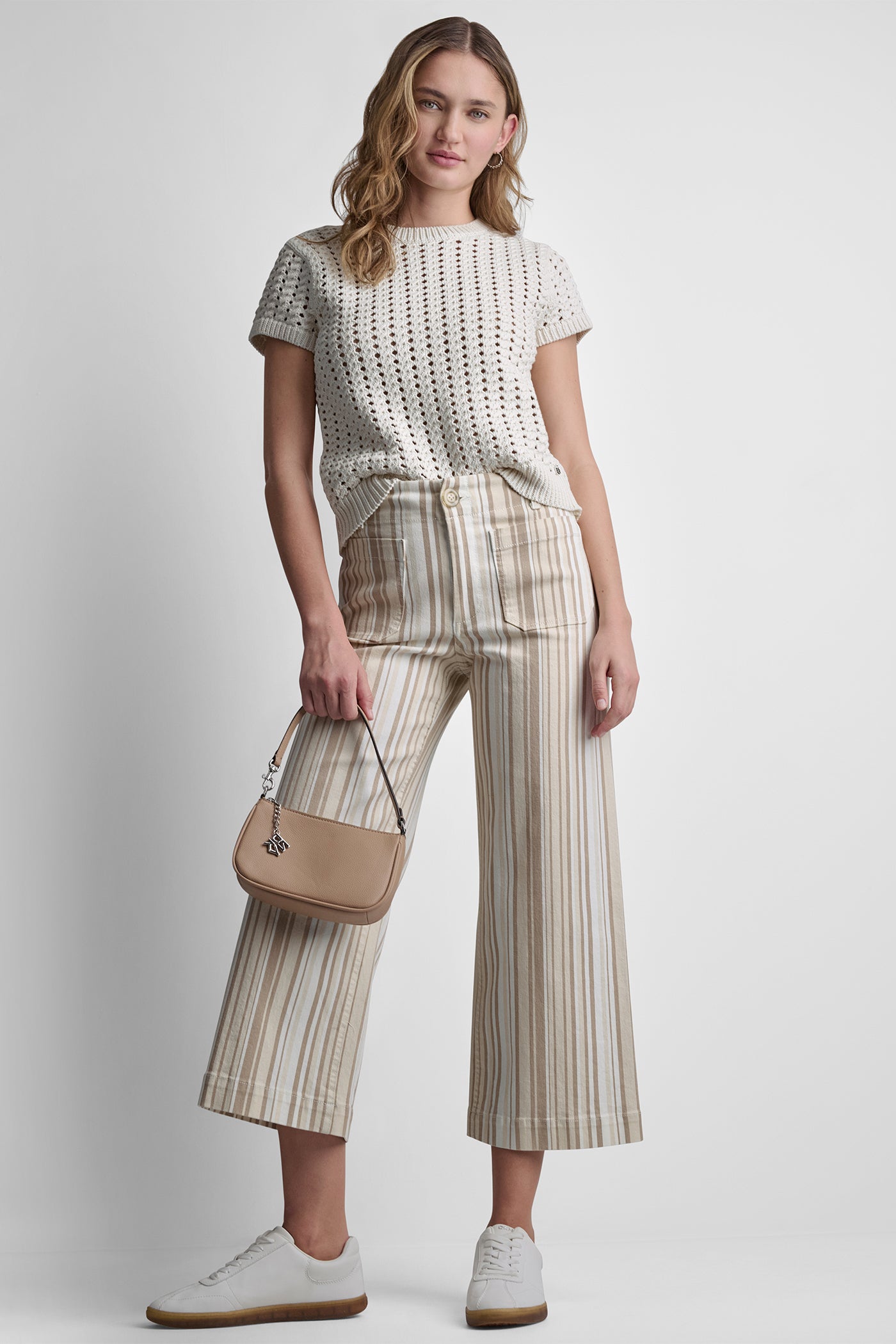 HIGH-RISE WIDE LEG WITH PATCH POCKETS - Pebble Stripe - 1