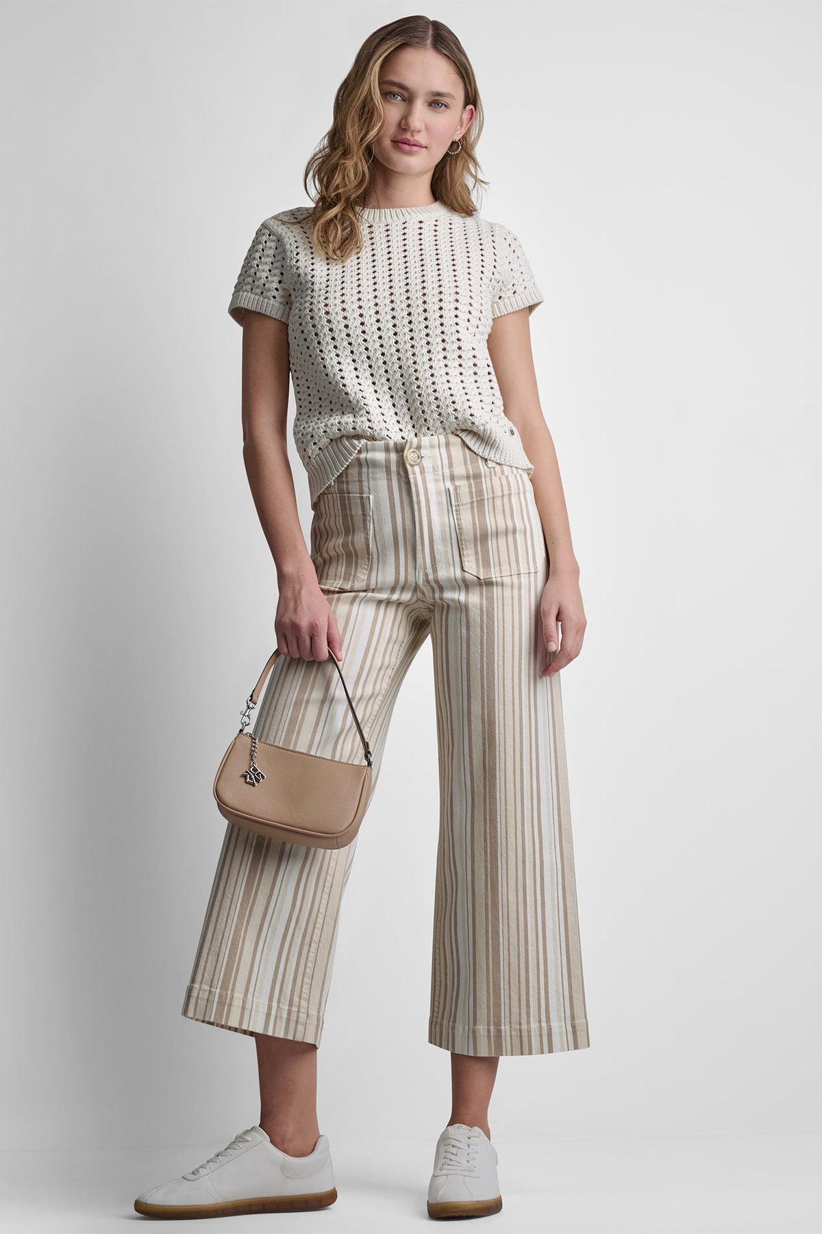 HIGH-RISE WIDE LEG WITH PATCH POCKETS - Pebble Stripe - 1