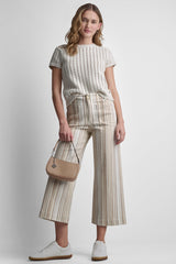 HIGH-RISE WIDE LEG WITH PATCH POCKETS - Pebble Stripe - 1