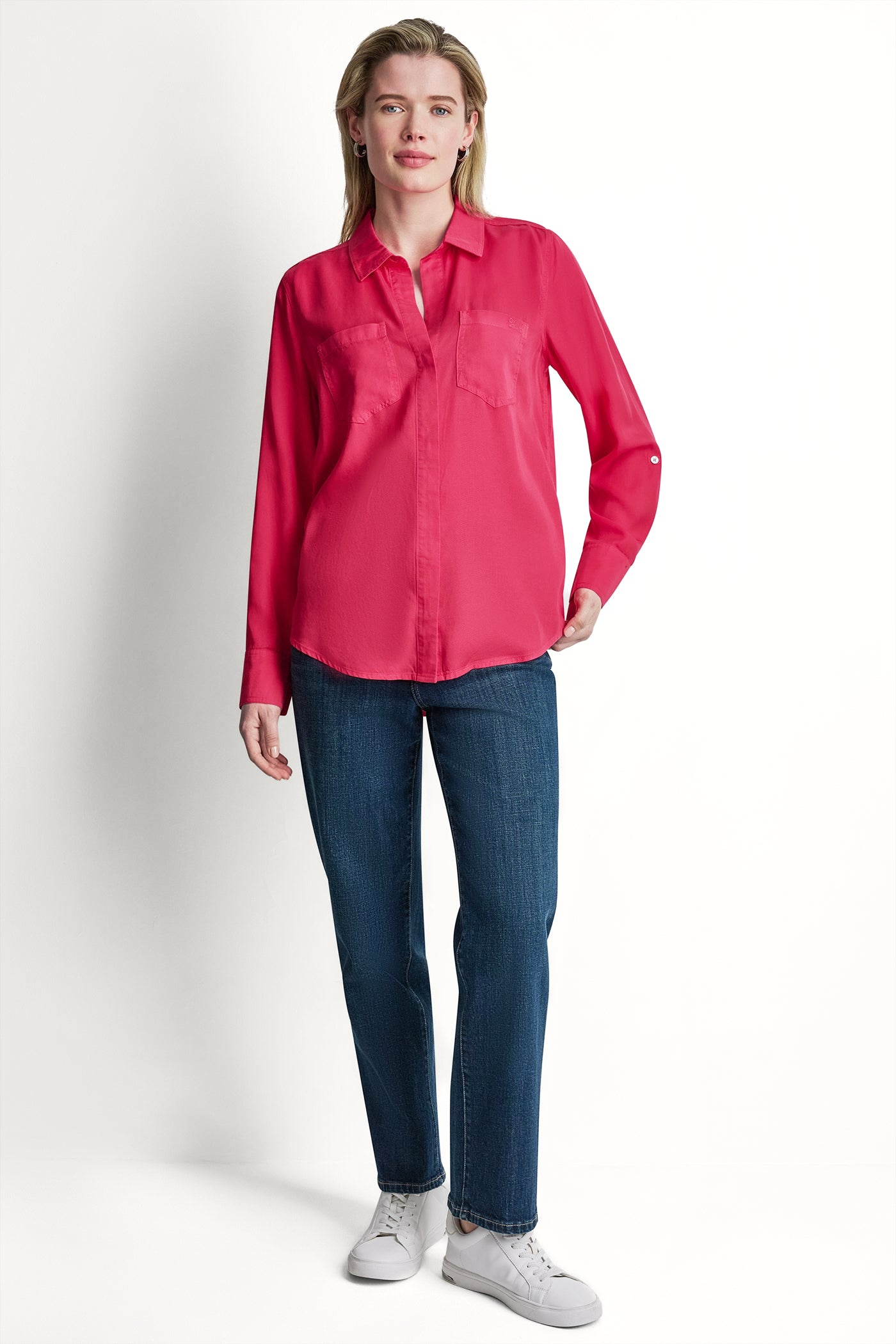 GARMENT DYE SPLIT BACK SHIRT - Punch - 5