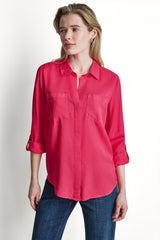 GARMENT DYE SPLIT BACK SHIRT - Punch - 3