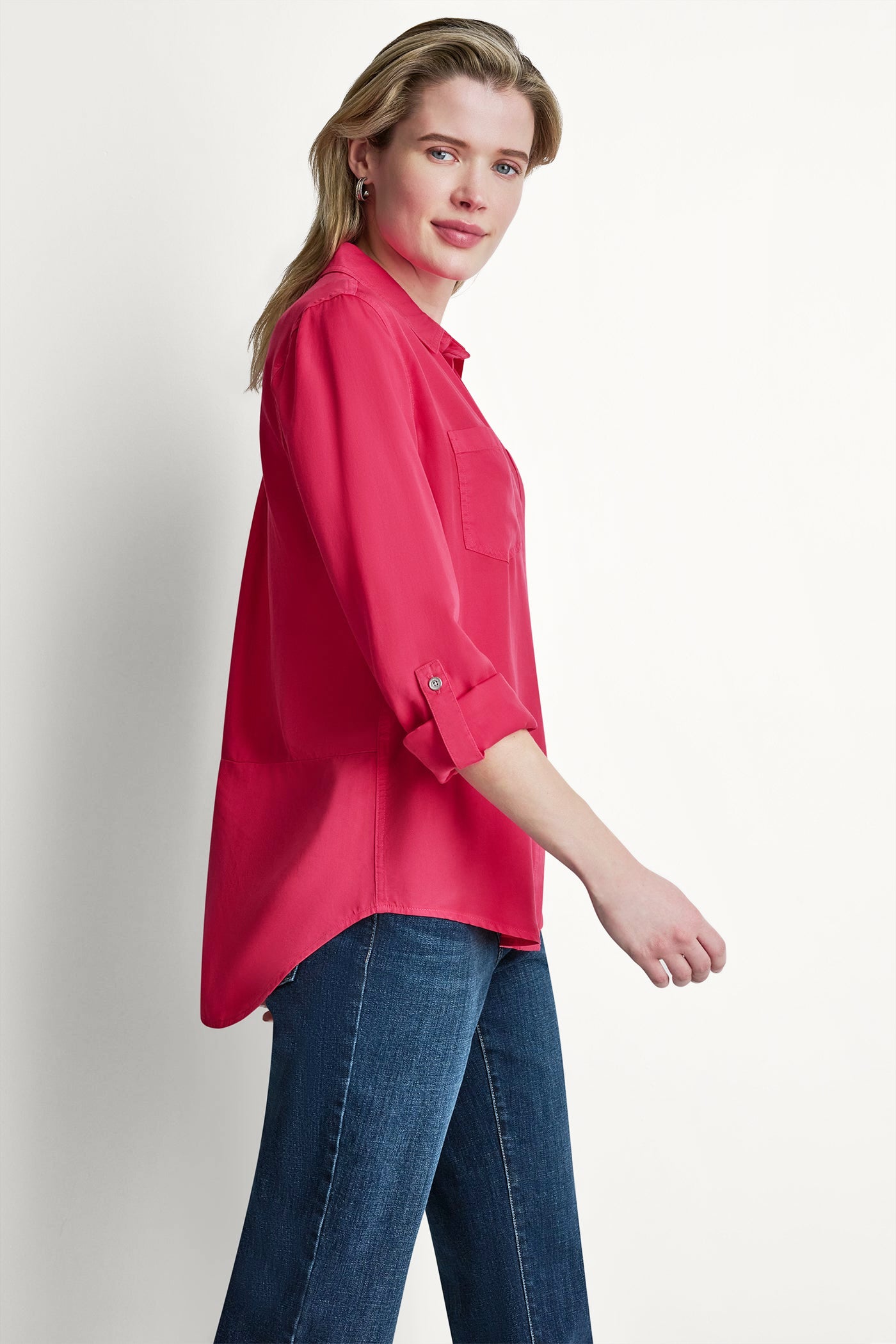 GARMENT DYE SPLIT BACK SHIRT - Punch - 4